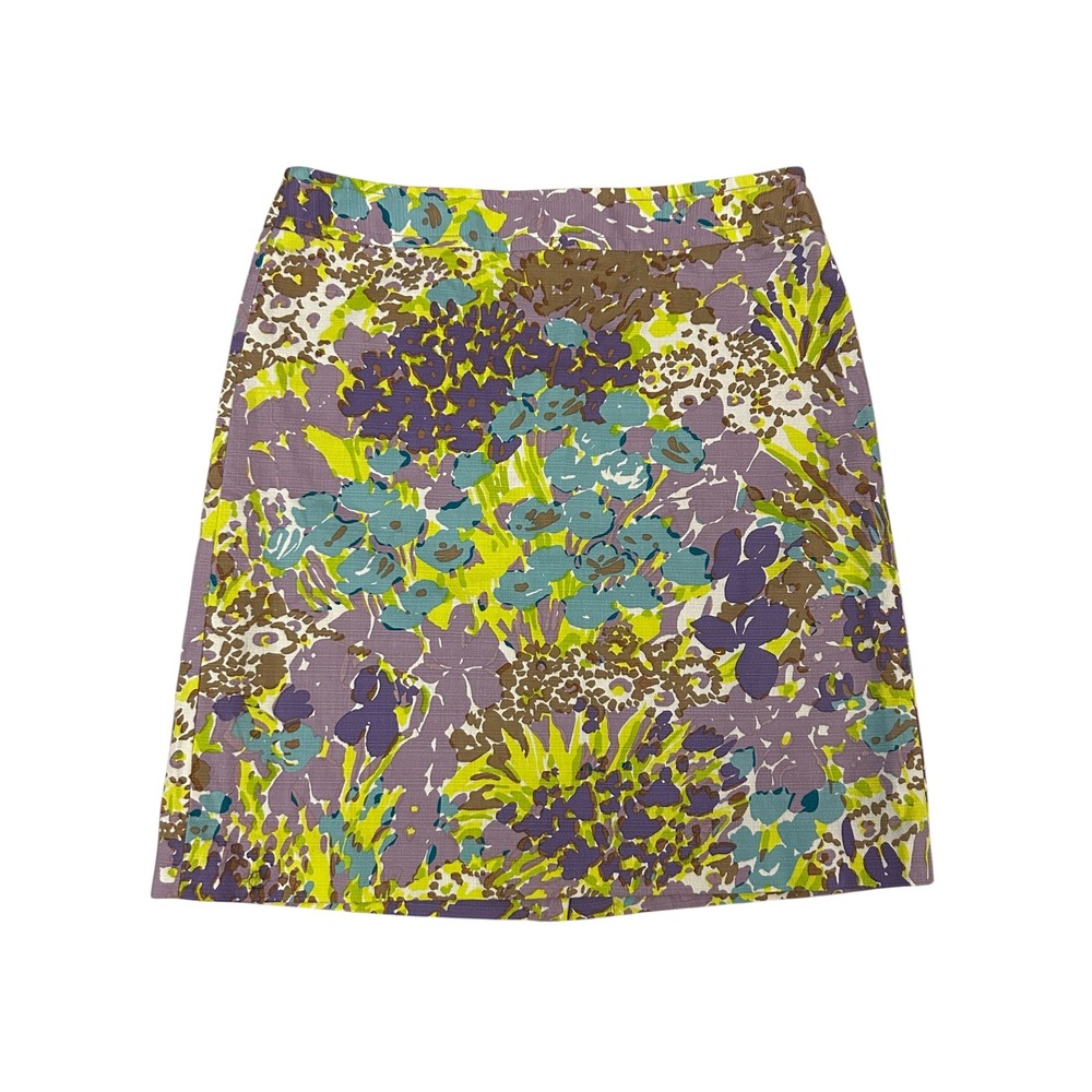 Talbots Garden Floral Canvas Skirt Size 8 Purple Cotton - Picture 7 of 13